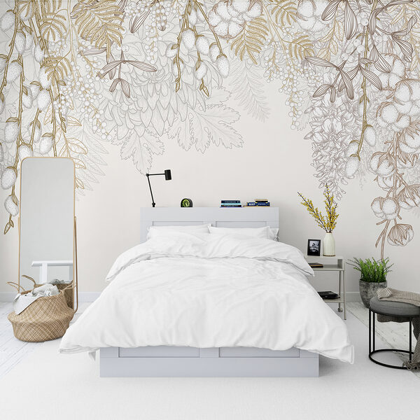 Motif floral blanc et brun Motif floral blanc et brun