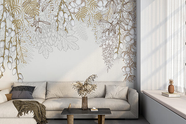 Motif floral blanc et brun Motif floral blanc et brun