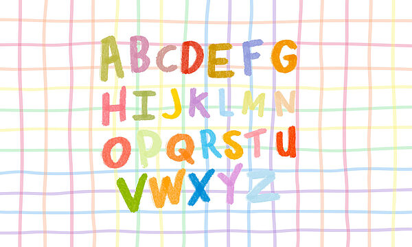 Lettres colorées sur une grille Lettres colorées sur une grille