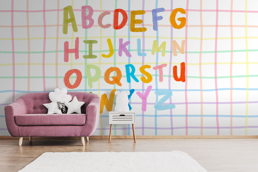 Lettres colorées sur une grille