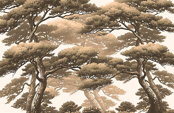 Groupe d'arbres avec des branches Groupe d'arbres avec des branches
