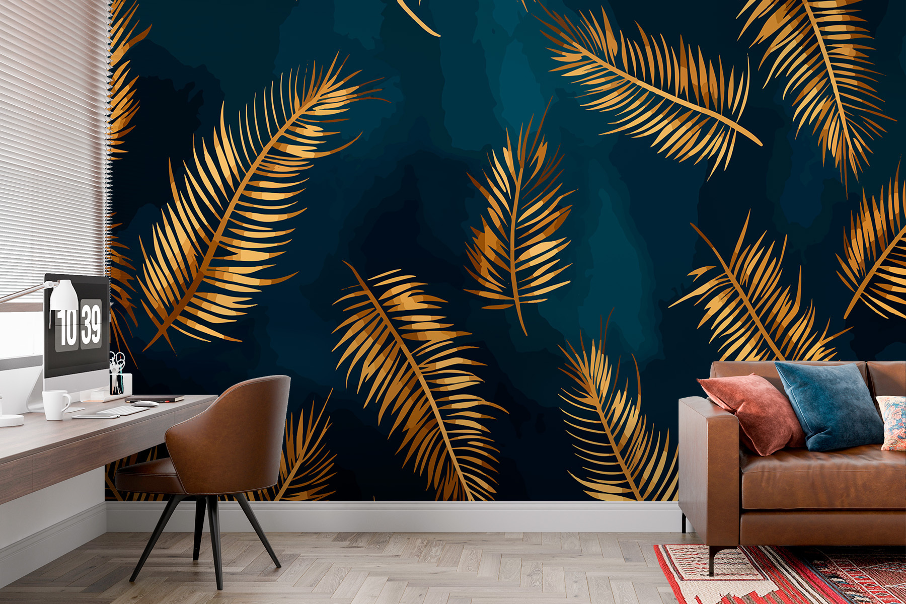 Bronze leaves against dark elegance