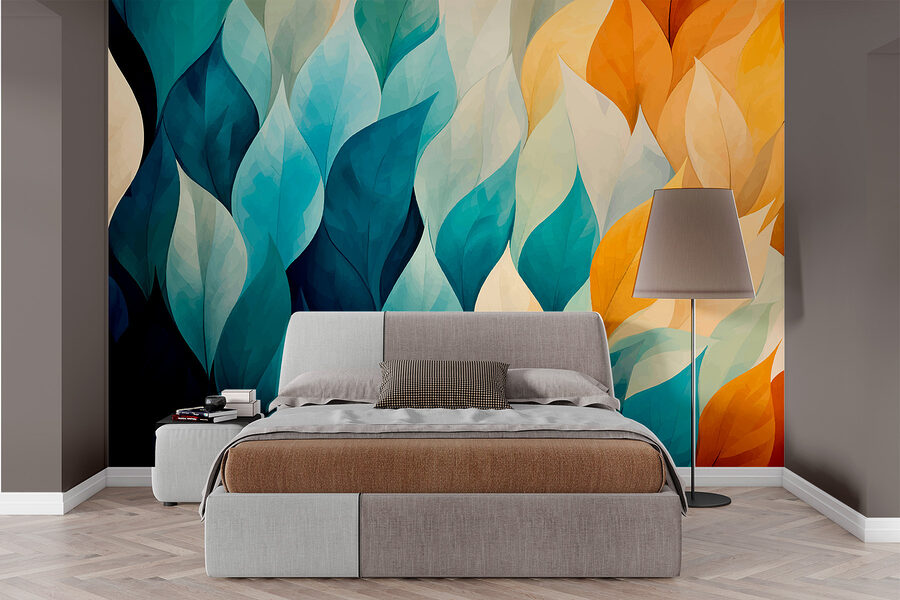 Feuilles colorées en rangée