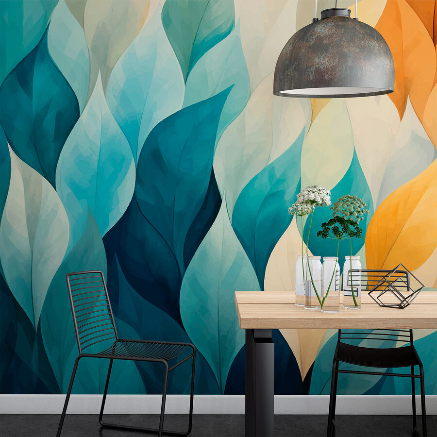 Feuilles colorées en rangée