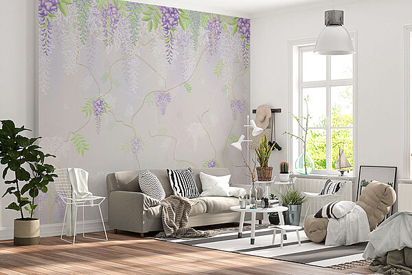 Papier peint avec des fleurs violettes Papier peint avec des fleurs violettes