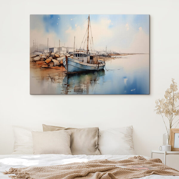 Aquarelle d'un bateau sur l'eau Aquarelle d'un bateau sur l'eau