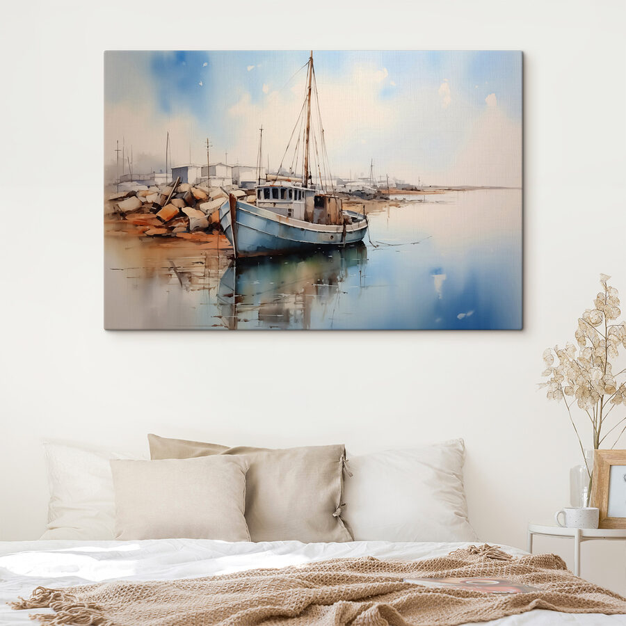 Aquarelle d'un bateau sur l'eau