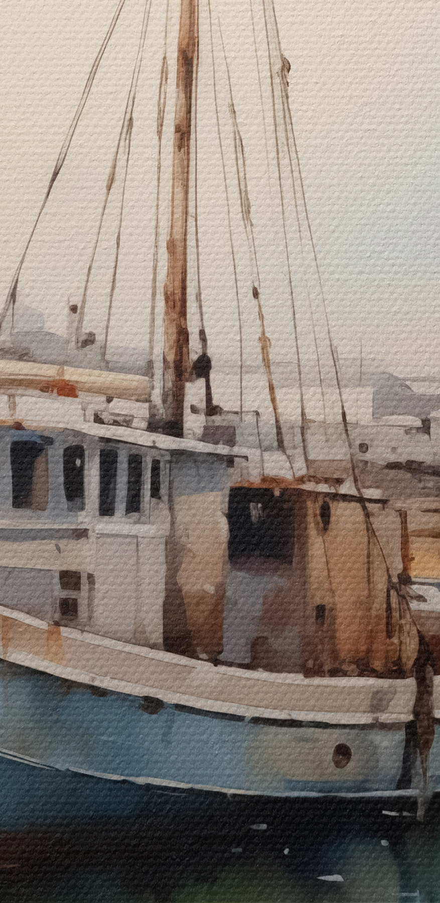 Aquarelle d'un bateau sur l'eau