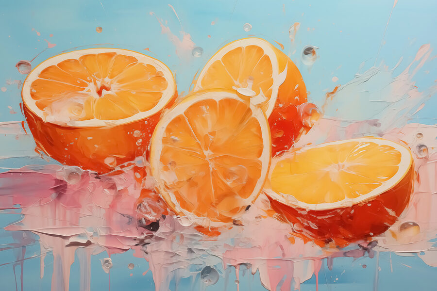 Groupe d'oranges coupées en deux