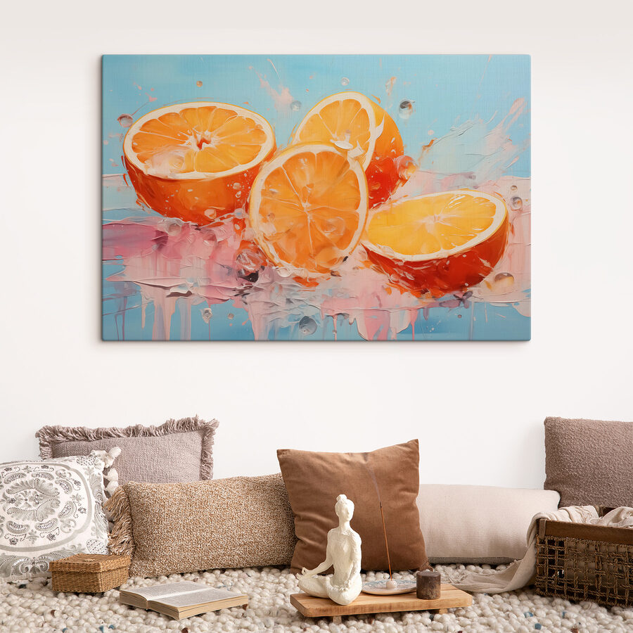 Groupe d'oranges coupées en deux