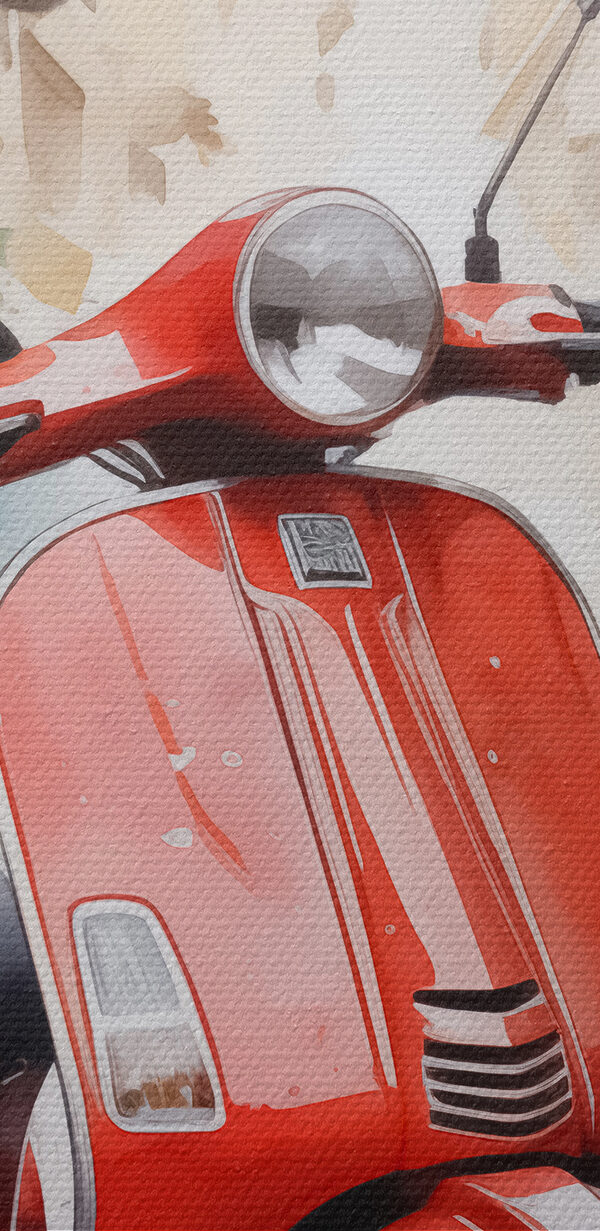 Scooter rouge dans une rue Scooter rouge dans une rue