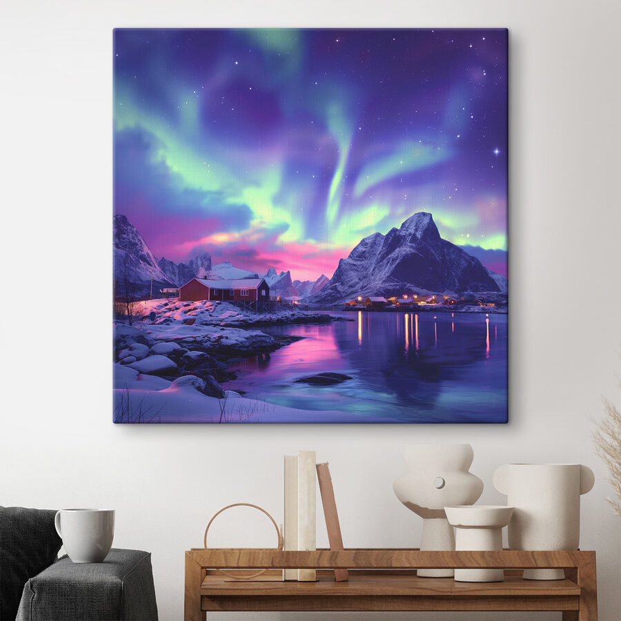 Paysage enneigé avec montagnes et lac