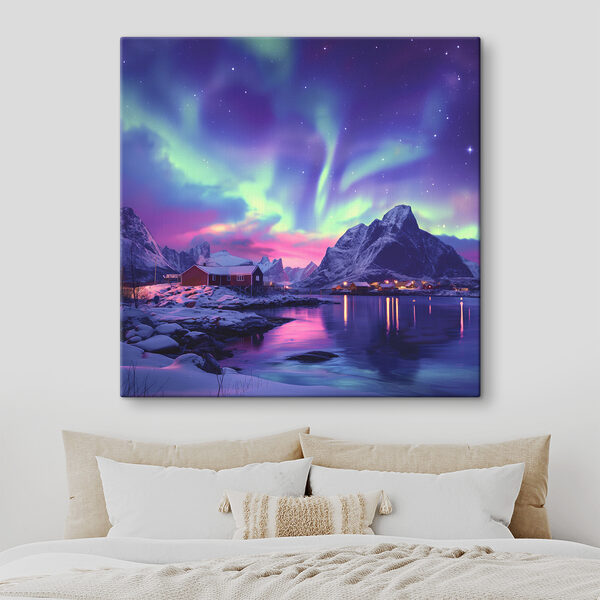 Paysage enneigé avec montagnes et lac Paysage enneigé avec montagnes et lac