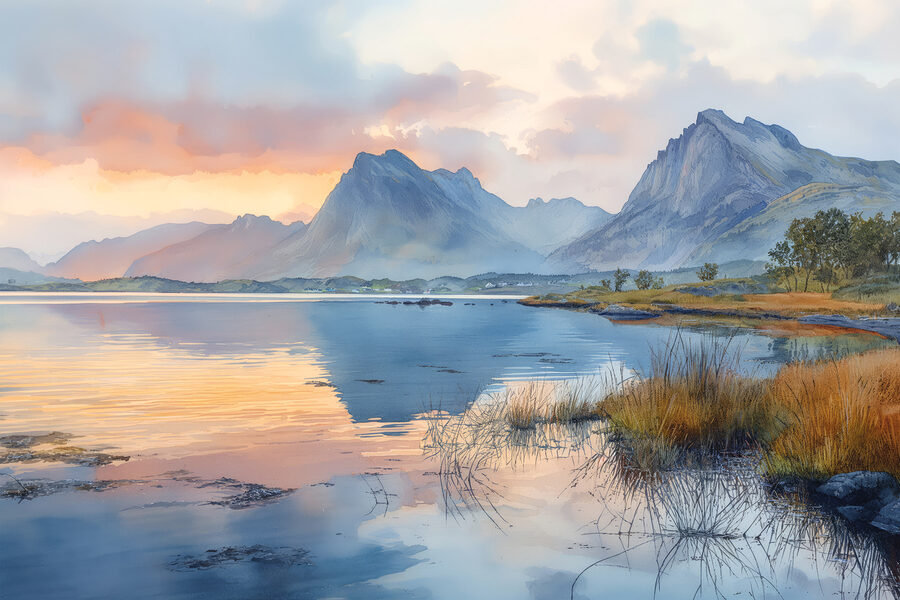 Eau avec des montagnes en arrière-plan