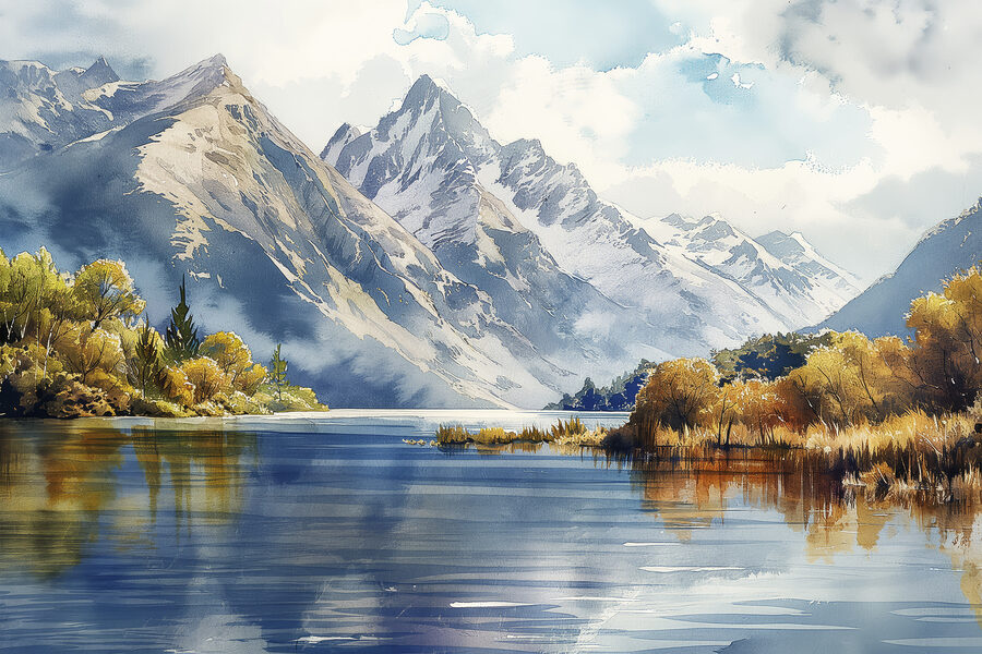 Eau avec des montagnes en arrière-plan