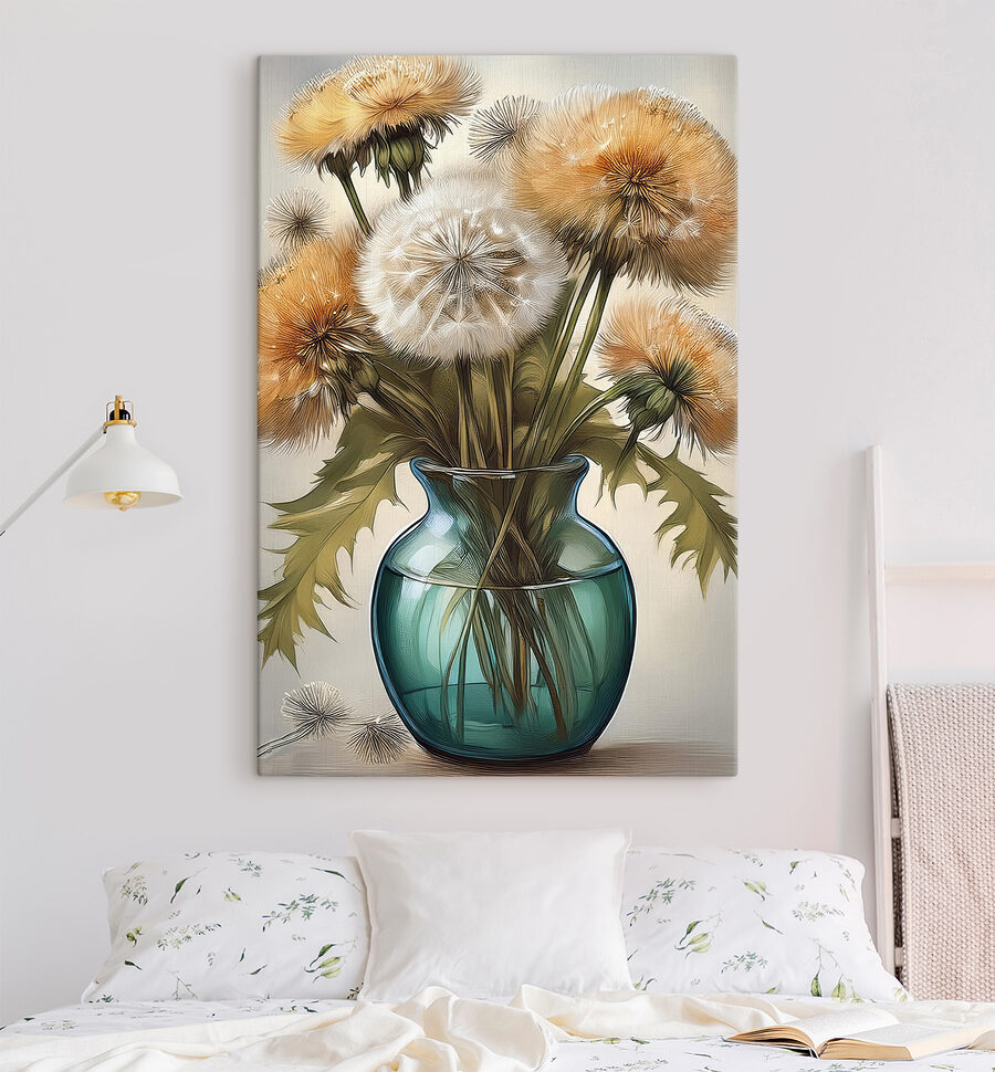 Vase avec pissenlits