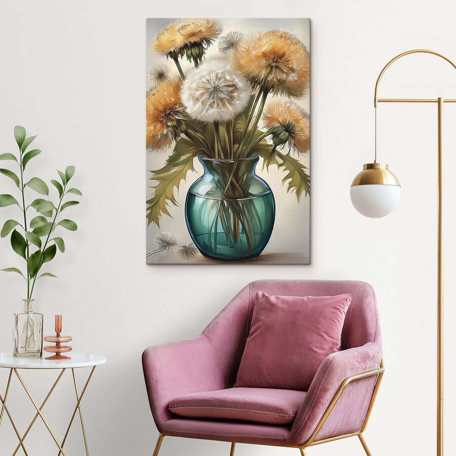 Vase avec pissenlits