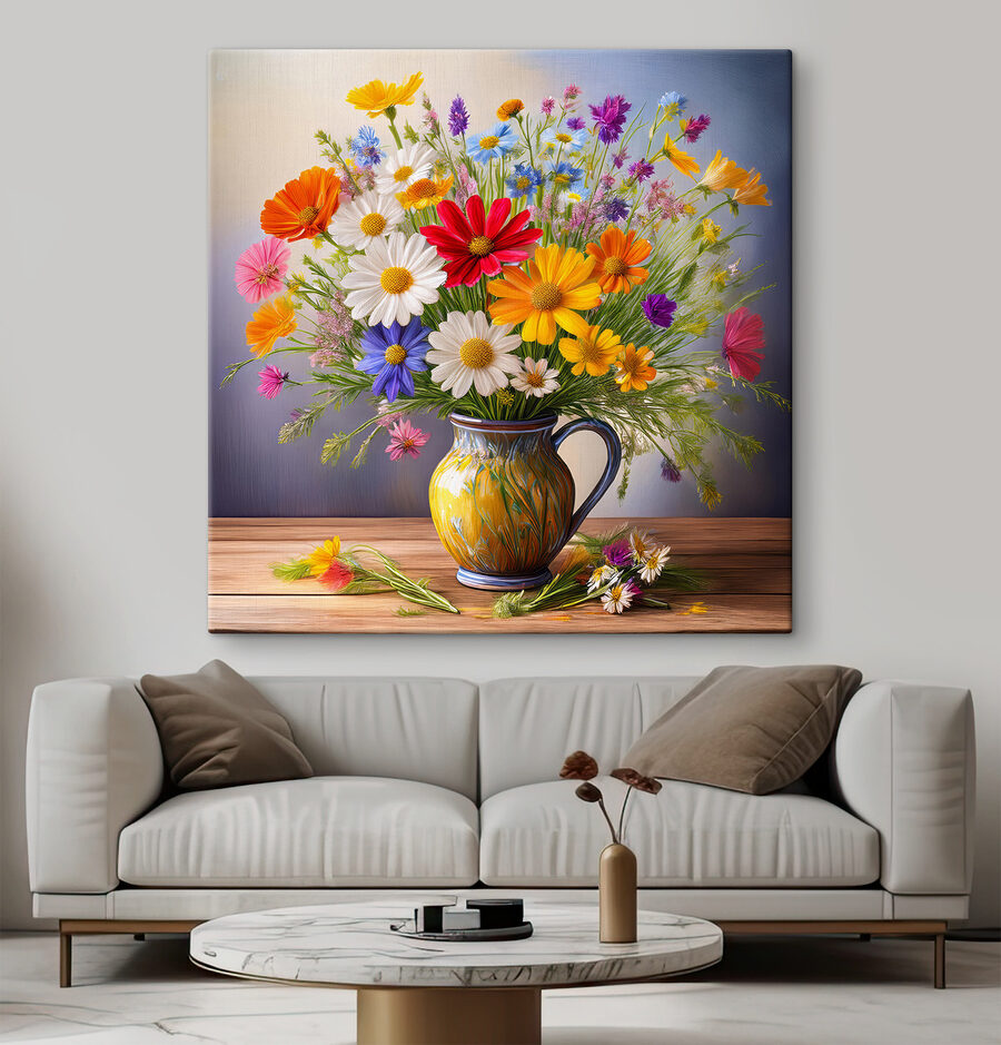 Fleurs colorées dans un vase