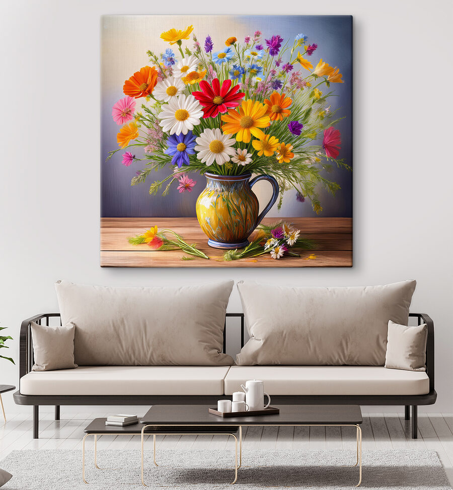 Fleurs colorées dans un vase
