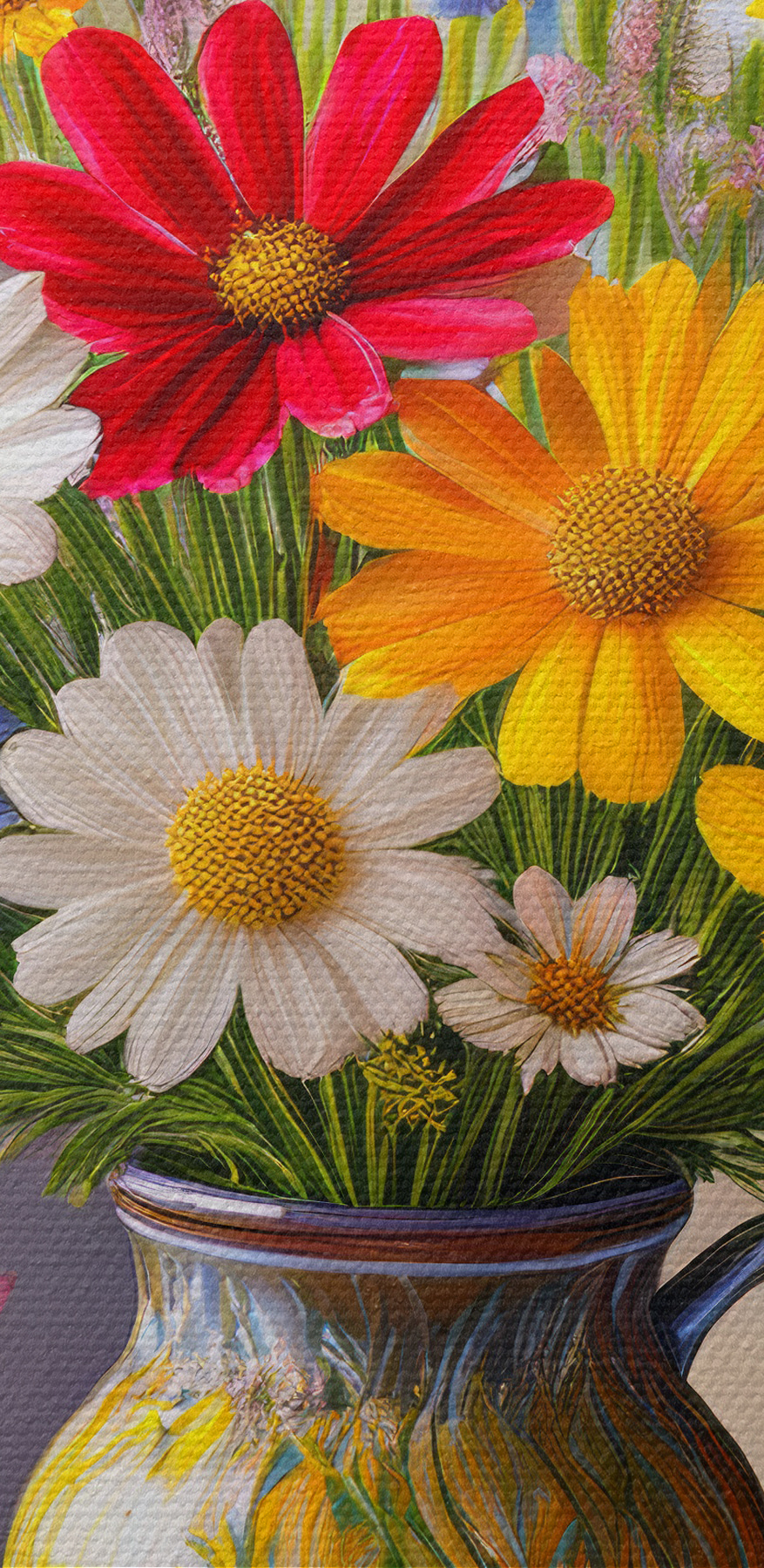 Fleurs colorées dans un vase