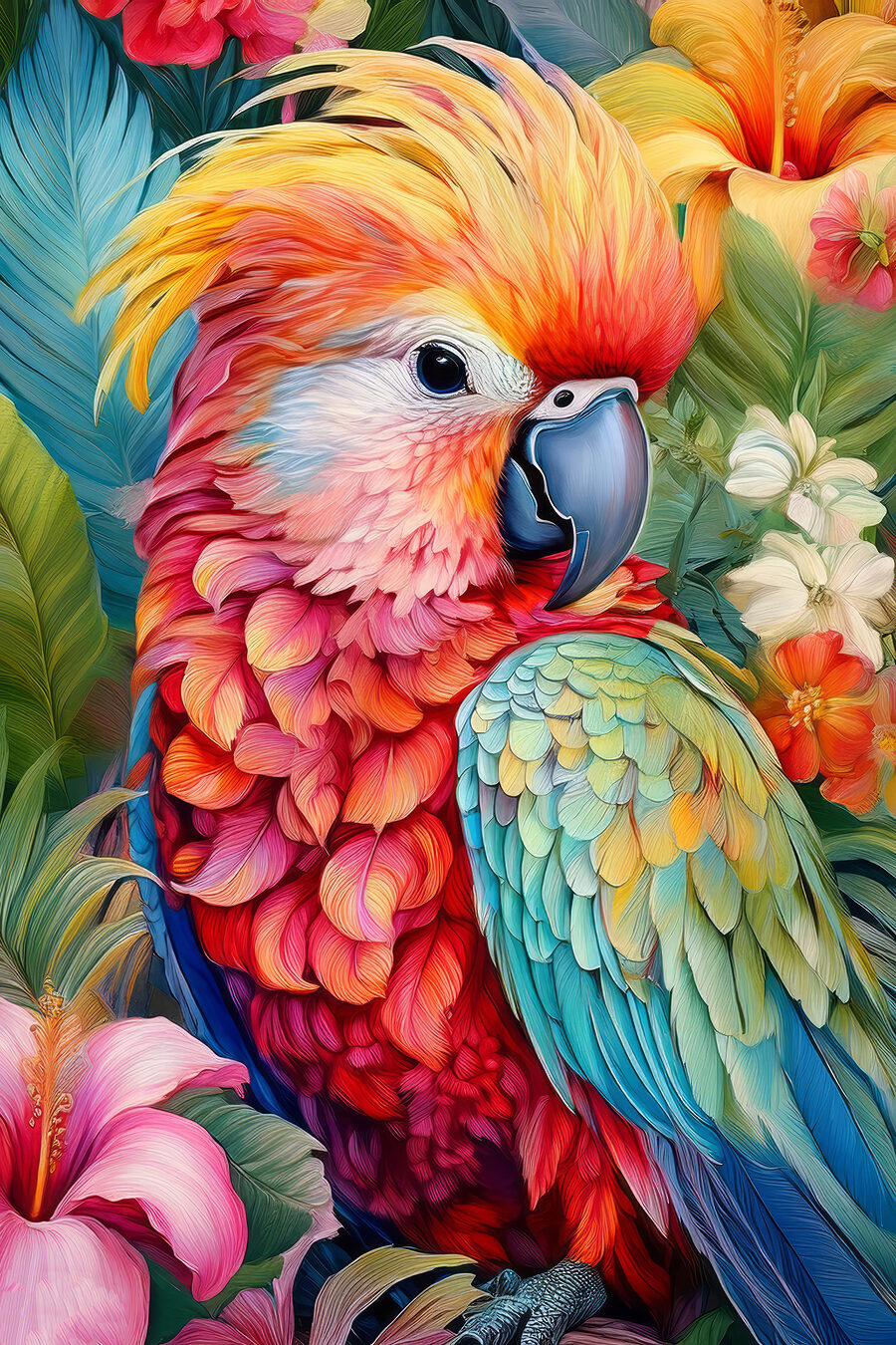 Oiseau coloré avec plumes