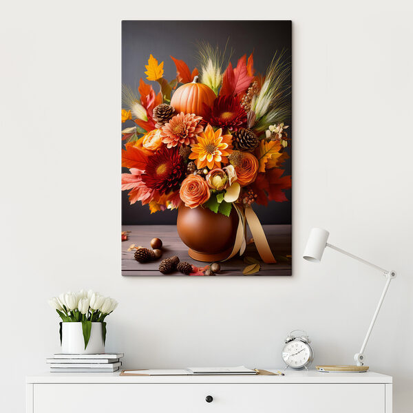 Vase de fleurs et de citrouilles Vase de fleurs et de citrouilles