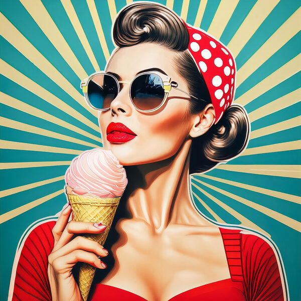 Femme tenant un cornet de glace Femme tenant un cornet de glace