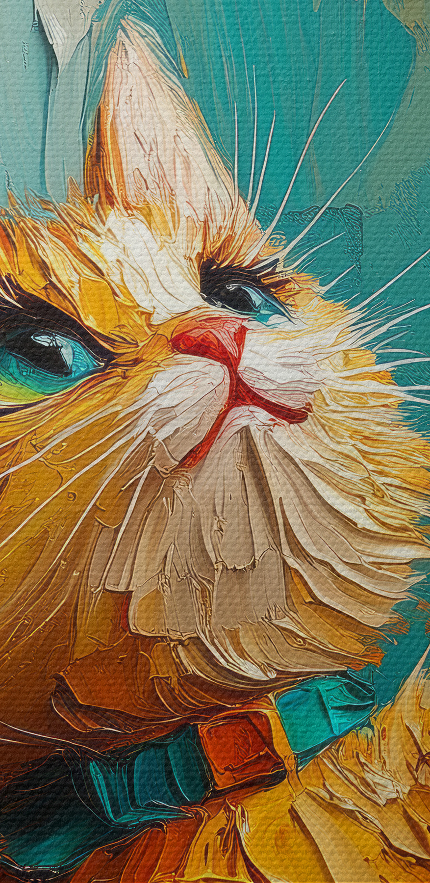 Peinture d'un chat tenant un ballon