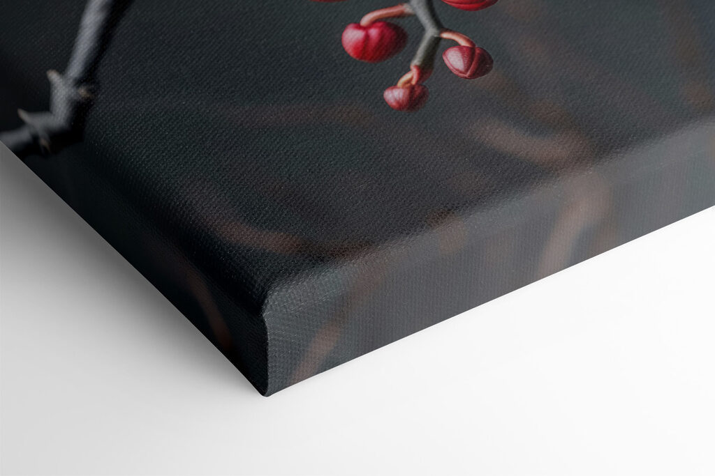 Black flower with red berries