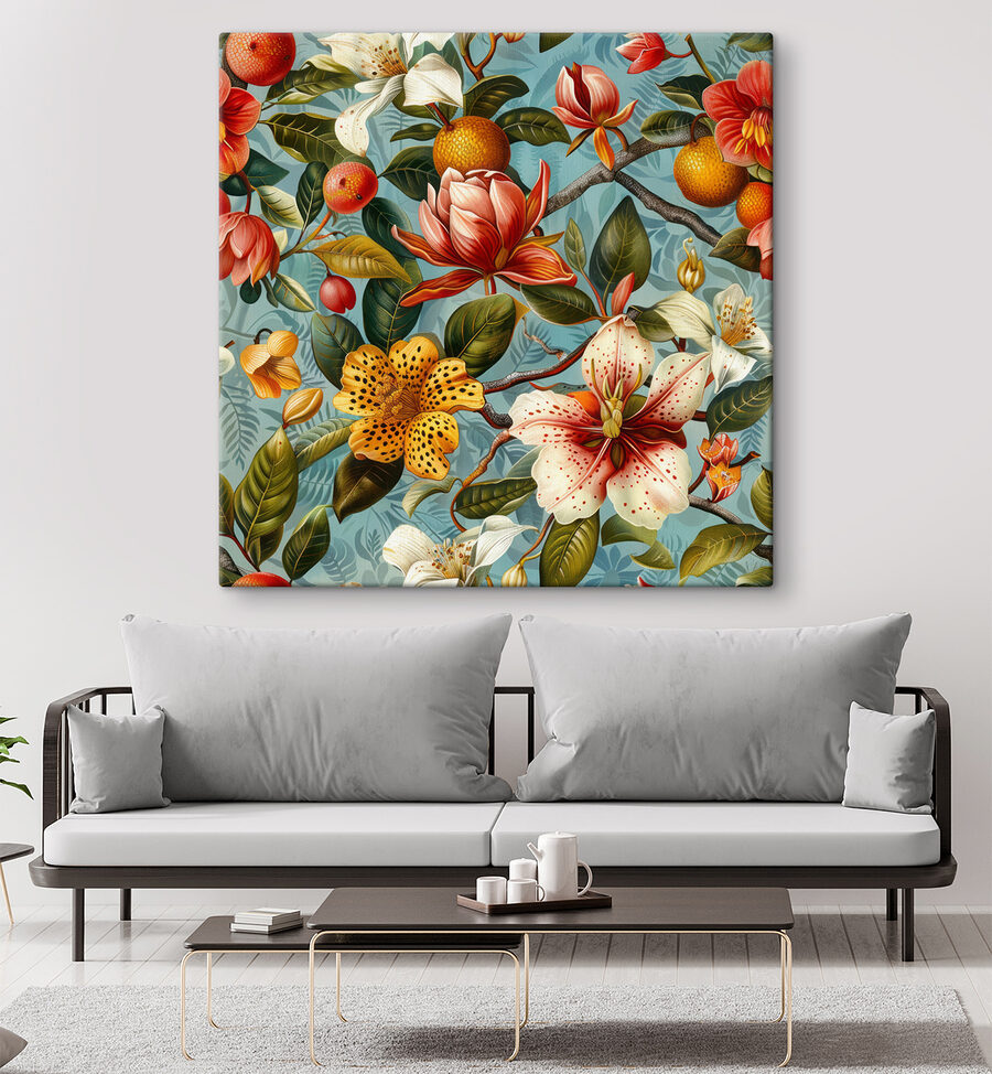 Motif floral avec des oranges et des fleurs Motif floral avec des oranges et des fleurs