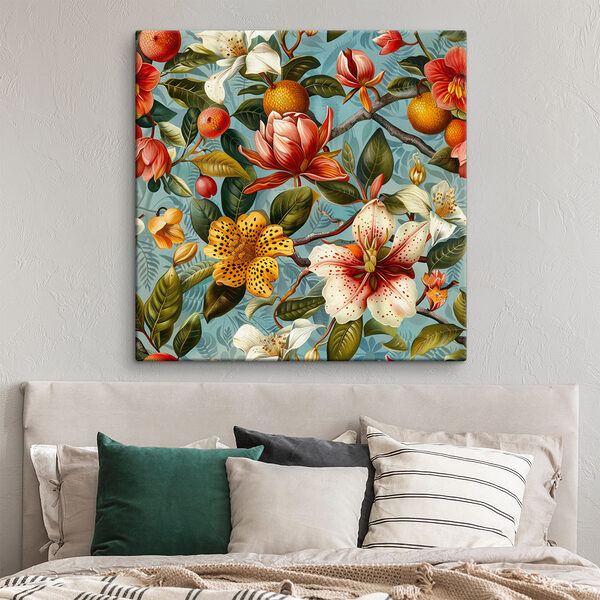 Motif floral avec des oranges et des fleurs Motif floral avec des oranges et des fleurs