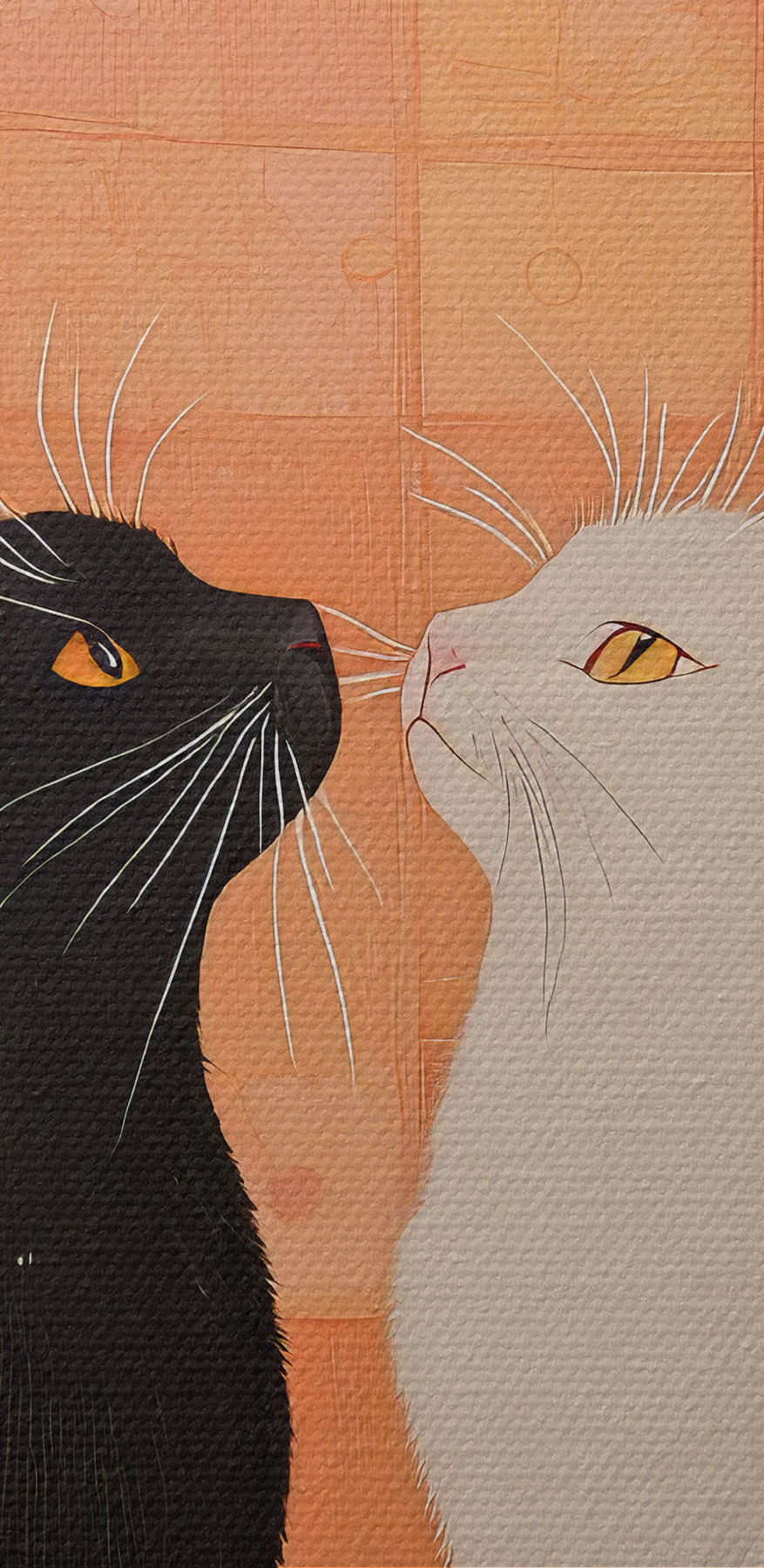 Chat noir et chat blanc se regardant l'un l'autre Chat noir et chat blanc se regardant l'un l'autre