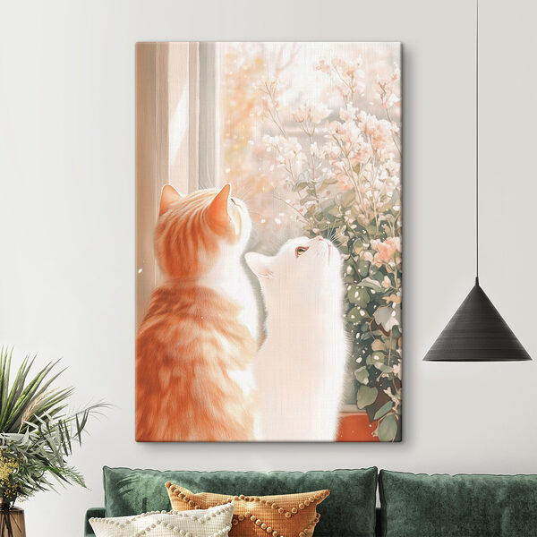 Deux chats regardant par la fenêtre Deux chats regardant par la fenêtre