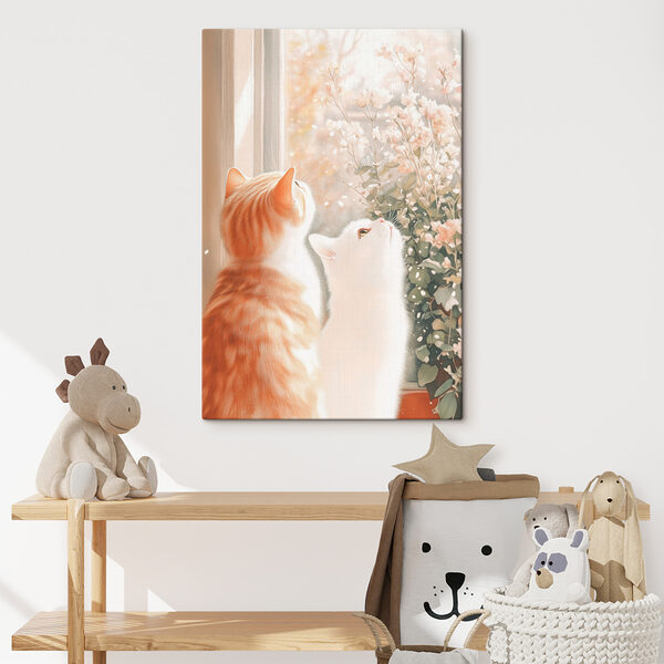 Deux chats regardant par la fenêtre Deux chats regardant par la fenêtre