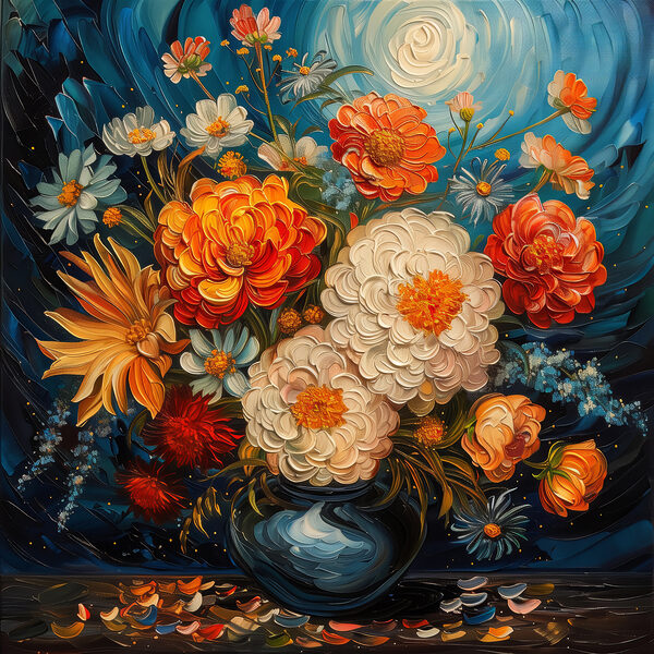 Peinture de fleurs dans un vase Peinture de fleurs dans un vase