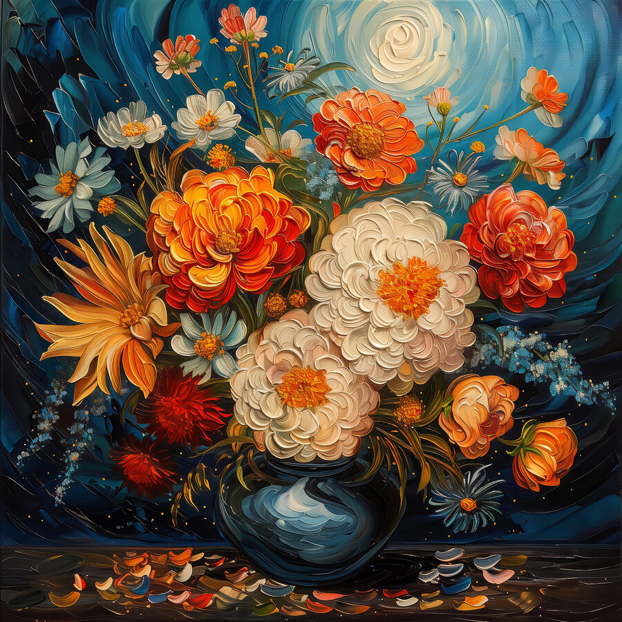 Peinture de fleurs dans un vase