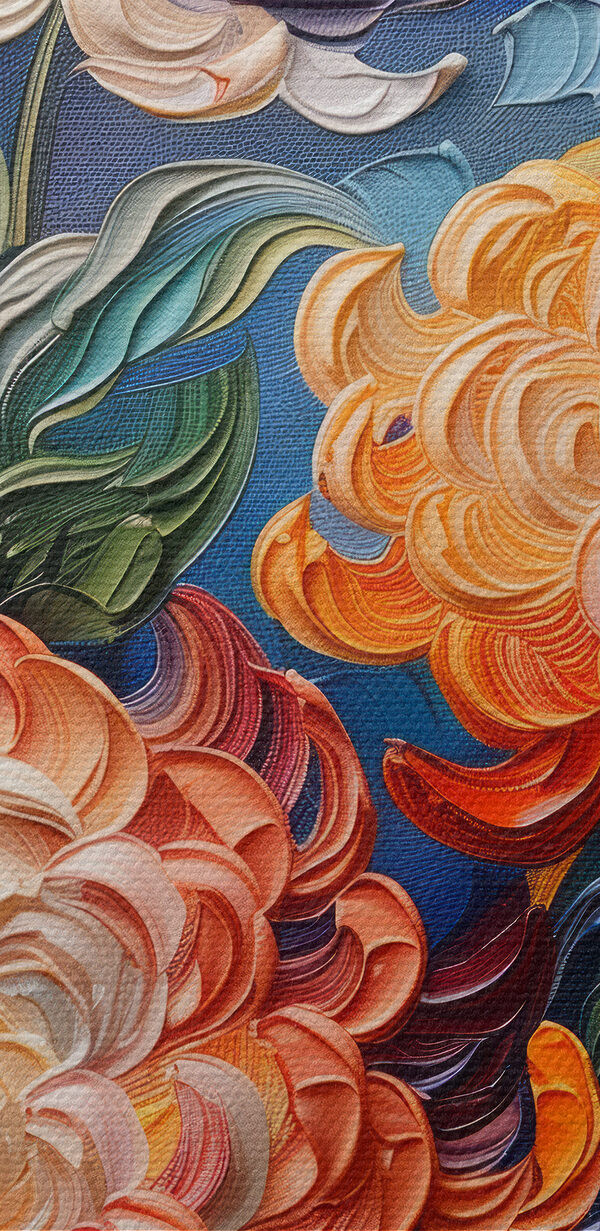 Peinture de fleurs sur fond bleu Peinture de fleurs sur fond bleu