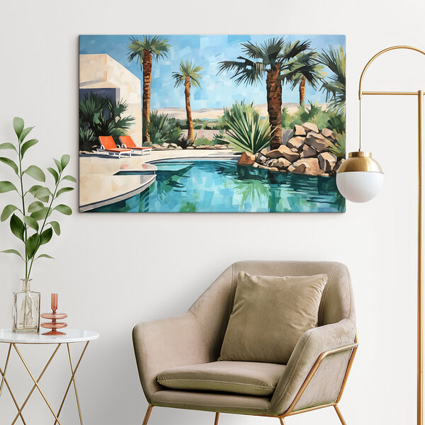 Piscine avec palmiers et chaises Piscine avec palmiers et chaises