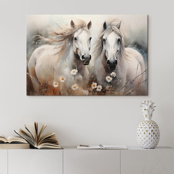 Peinture de chevaux avec des fleurs Peinture de chevaux avec des fleurs