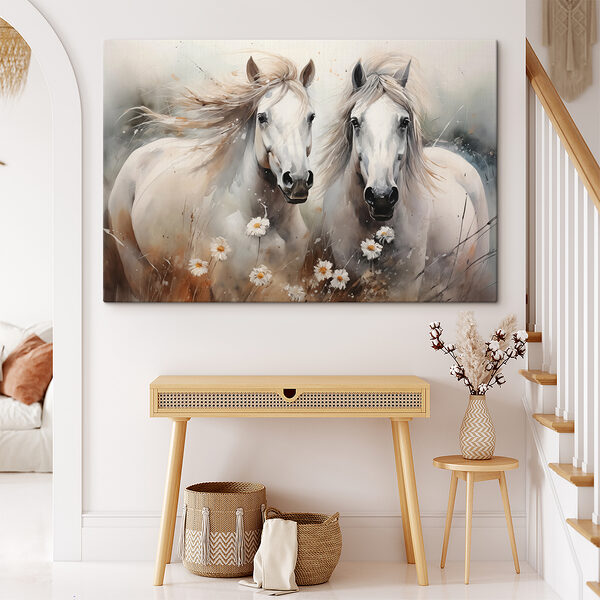 Peinture de chevaux avec des fleurs Peinture de chevaux avec des fleurs