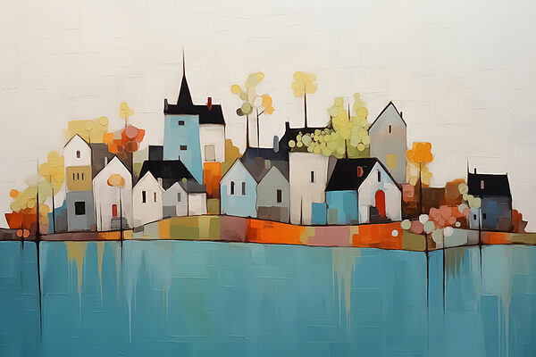 Peinture de maisons et d'arbres Peinture de maisons et d'arbres