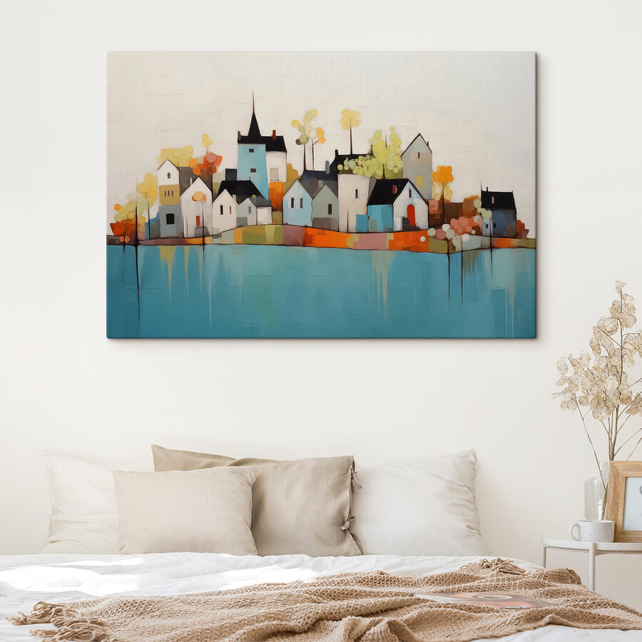 Peinture de maisons et d'arbres