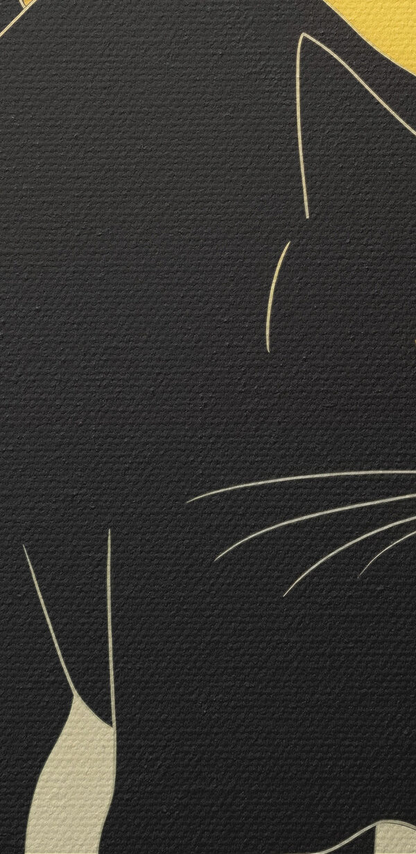 Chat noir marchant dans une rue Chat noir marchant dans une rue