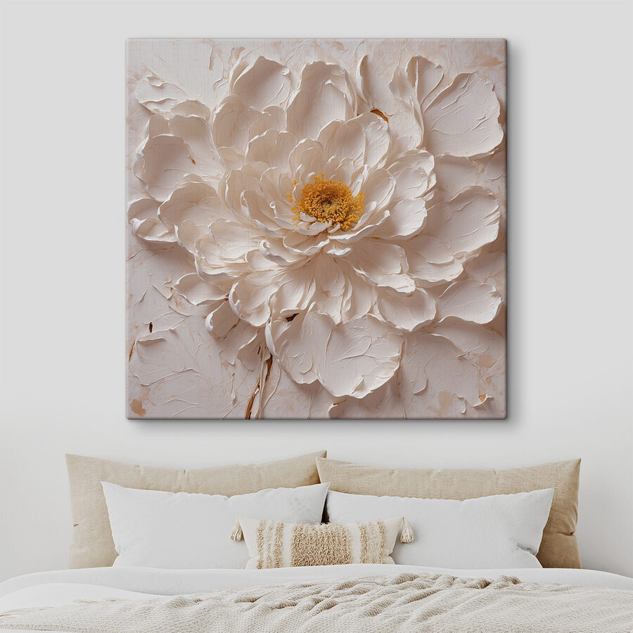Tableaux Fleur blanche avec un centre jaune