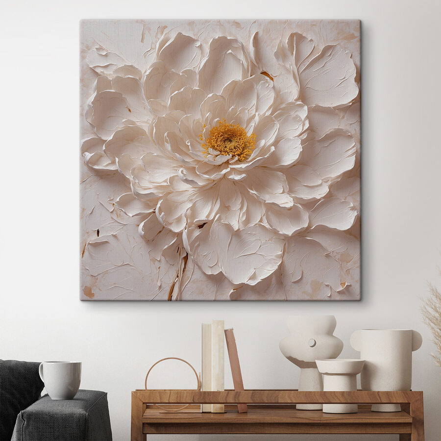 Tableaux Fleur blanche avec un centre jaune – Image 2