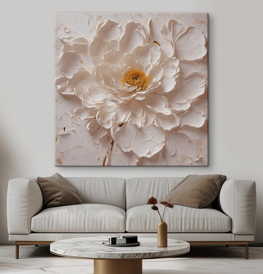 Tableaux Fleur blanche avec un centre jaune – Image 3