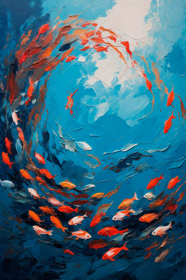 Peinture de poissons nageant dans l'eau Peinture de poissons nageant dans l'eau