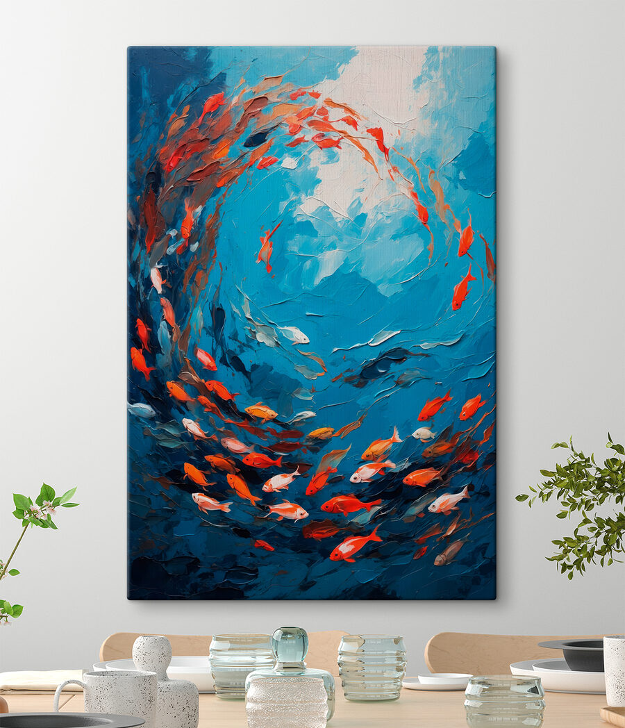 Peinture de poissons nageant dans l'eau