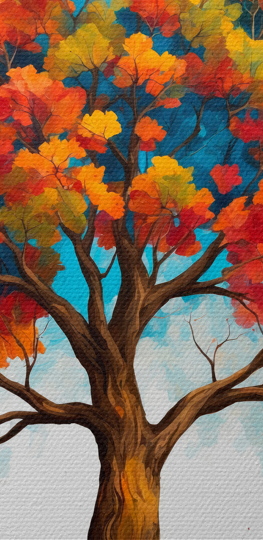Peinture d'un arbre aux feuilles colorées Peinture d'un arbre aux feuilles colorées