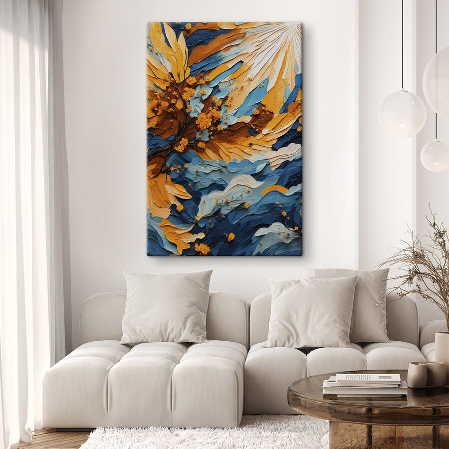 Peinture d'un arbre avec des fleurs jaunes